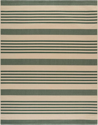 SAFAVIEH Courtyard Collection 9' x 12' Beige/Dark Green CY6062 Stripe - Image 3
