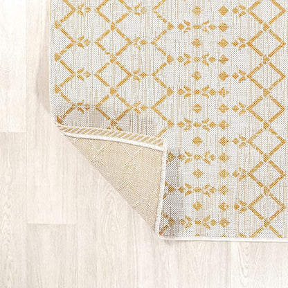 JONATHAN Y Moroccan Geometric Indoor Outdoor Area Rug 8X10 Cream/Yellow - Image 5