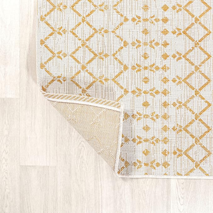 JONATHAN Y Moroccan Geometric Indoor Outdoor Runner Rug 2X10 Cream/Yellow - Image 3