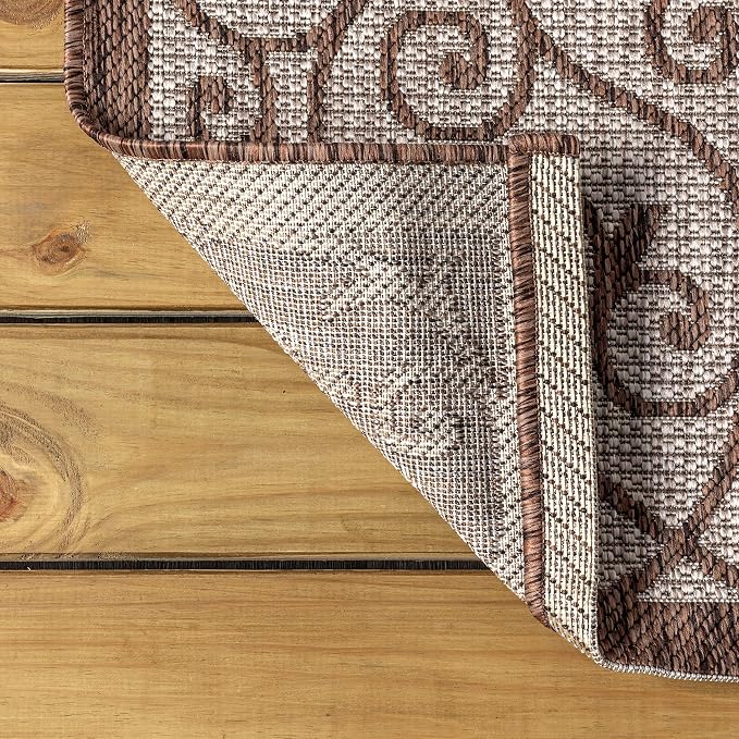 JONATHAN Y Vintage Filigree Indoor Outdoor Square Area Rug 5X5 Taupe/Espresso - Image 6