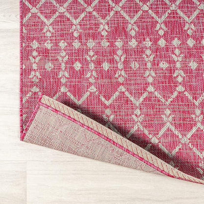 JONATHAN Y Moroccan Geometric Indoor Outdoor Area Rug 3X5 Fuchsia/Light Gray - Image 5