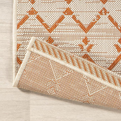 JONATHAN Y Moroccan Geometric Indoor Outdoor Area Rug 9X12 Cream/Orange - Image 5