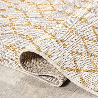 JONATHAN Y Moroccan Geometric Indoor Outdoor Area Rug 8X10 Cream/Yellow - Image 6
