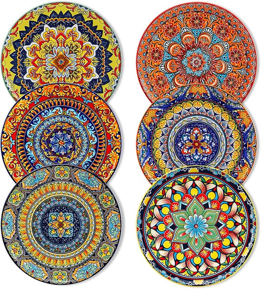 vancasso Colorful Dessert Plates Set of 6, 8.5 Inch Ceramic Salad Plates | Boho by vancasso