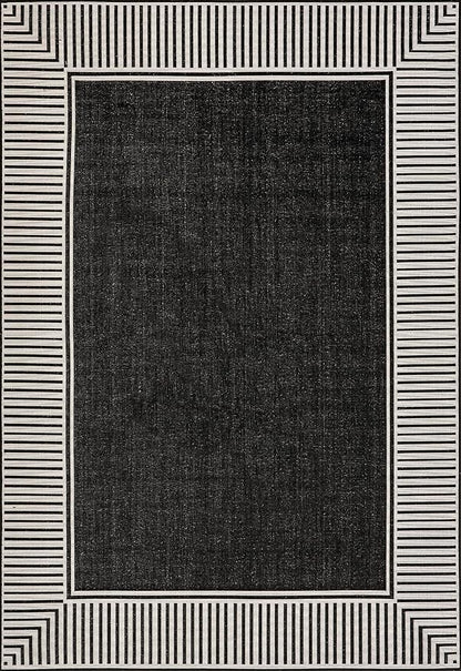 Nuloom Asha Black/Ivory, Striped Border, Soft and Cozy, High Traffic, Stain - Image 2