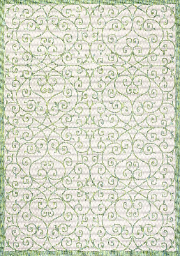 JONATHAN Y Vintage Filigree Indoor Outdoor Area Rug 8X10 Cream/Green, Madrid - Image 9
