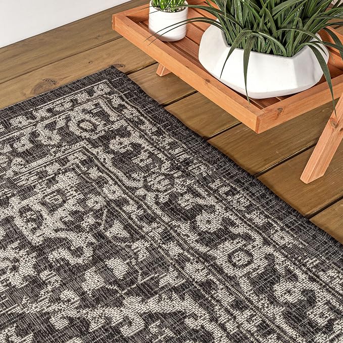 JONATHAN Y Boho Medallion Indoor Outdoor Runner Rug 2X10 Black/Gray, Malta - Image 9
