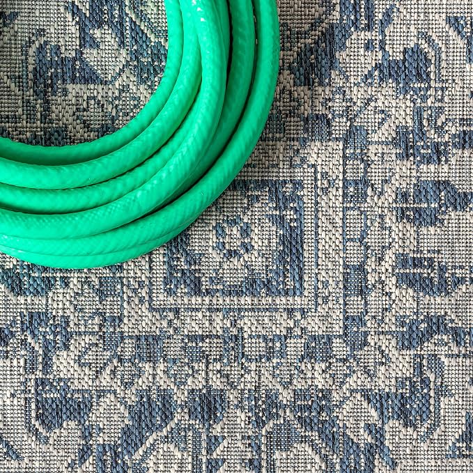 JONATHAN Y Boho Medallion Indoor Outdoor Runner Rug 2X14 Navy/Gray, Estrella - Image 3