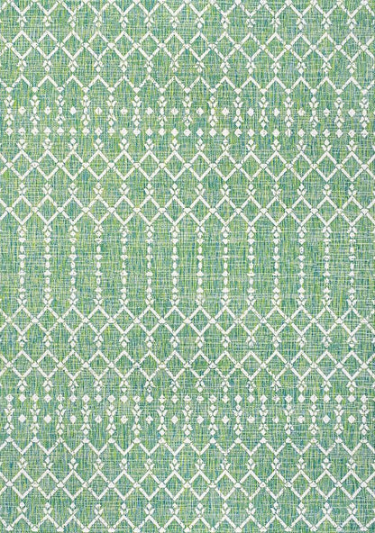 JONATHAN Y Moroccan Geometric Indoor Outdoor Area Rug 5X8 Green/Cream, Ourika - Image 9