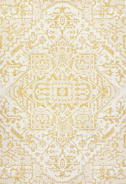 JONATHAN Y Boho Medallion Indoor Outdoor Area Rug 5X8 Cream/Yellow, Estrella - Image 9