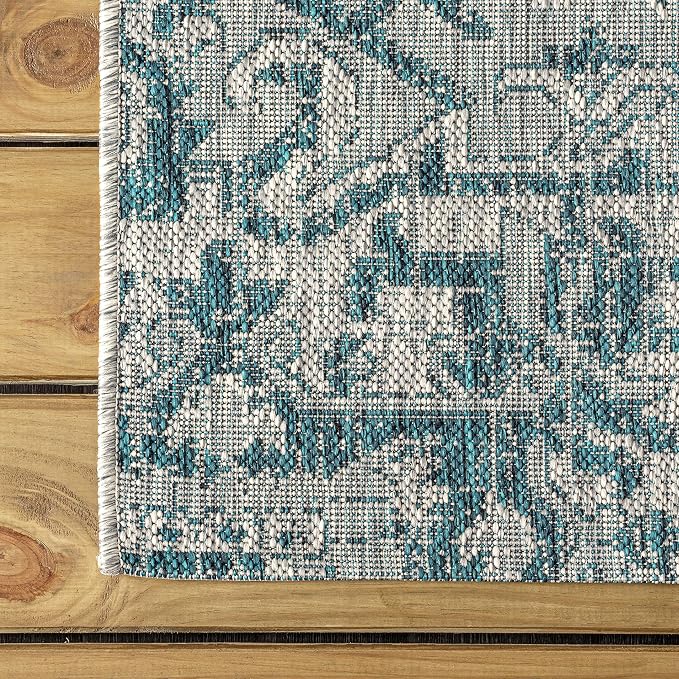 JONATHAN Y Boho Medallion Indoor Outdoor Runner Rug 2X10 Teal/Gray, Estrella - Image 7