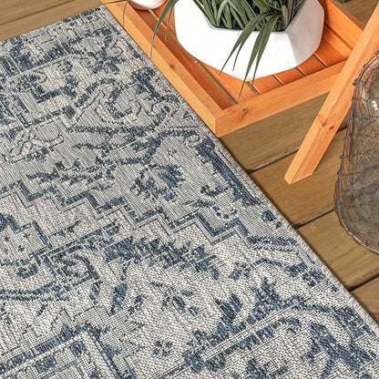 JONATHAN Y Boho Medallion Indoor Outdoor Square Area Rug 8X8 Navy/Gray - Image 4