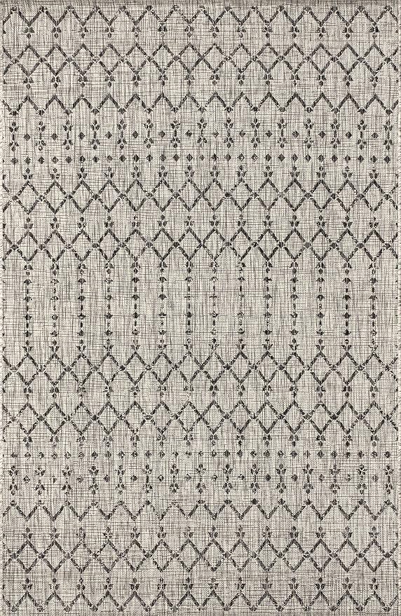 JONATHAN Y Moroccan Geometric Indoor Outdoor Area Rug 3X5 Light Gray/Black - Image 8