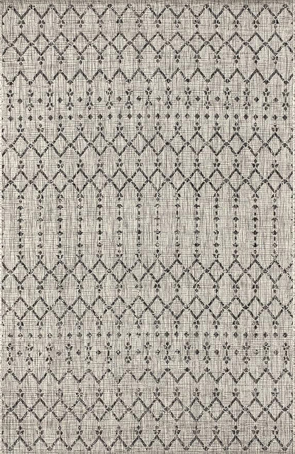 JONATHAN Y Moroccan Geometric Indoor Outdoor Area Rug 3X5 Light Gray/Black - Image 8