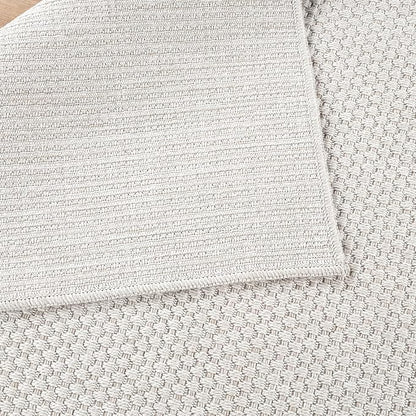 CAMILSON Indoor and Outdoor Runner Rug Off-White Solid Woven Design - Image 8