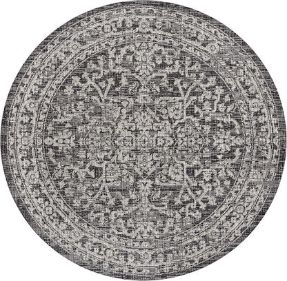 JONATHAN Y Boho Medallion Indoor Outdoor Round Area Rug 6 Ft Black/Gray - Image 9