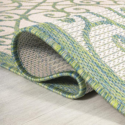 JONATHAN Y Vintage Filigree Indoor Outdoor Area Rug 5X8 Cream/Green, Madrid - Image 6