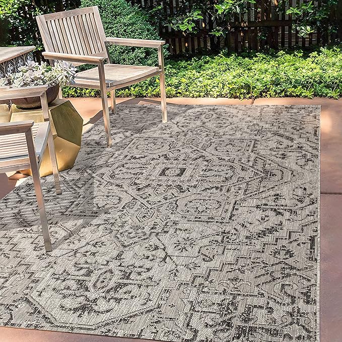 JONATHAN Y Boho Medallion Indoor Outdoor Area Rug 3X5 Black/Gray, Estrella - Image 3