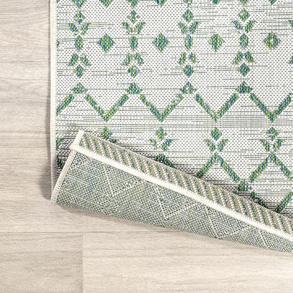 JONATHAN Y Moroccan Geometric Indoor Outdoor Area Rug 4X6 Green/Ivory, Ourika - Image 4
