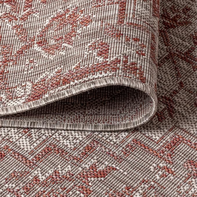 JONATHAN Y Boho Medallion Indoor Outdoor Area Rug 5X8 Red/Taupe, Estrella - Image 6