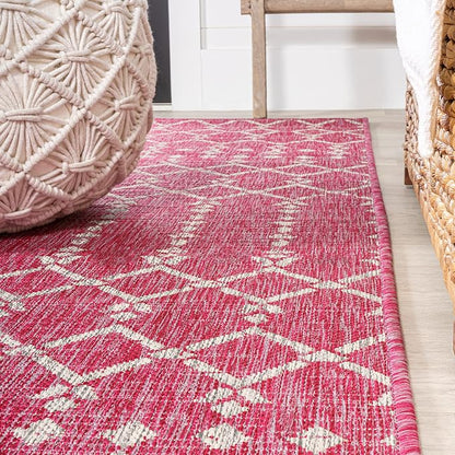 JONATHAN Y Moroccan Geometric Indoor Outdoor Area Rug 3X5 Fuchsia/Light Gray - Image 8