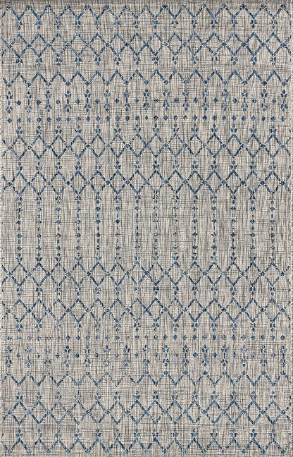 JONATHAN Y Moroccan Geometric Indoor Outdoor Area Rug 3X5 Light Gray/Navy - Image 9