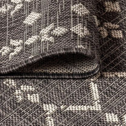 JONATHAN Y Moroccan Geometric Indoor Outdoor Square Area Rug 8X8 Black/Gray - Image 3