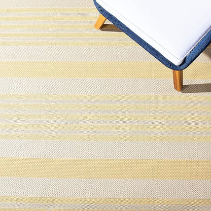 SAFAVIEH Courtyard Collection 6'7" x 9'6" Gold/Beige CY6062 Stripe Indoor/ - Image 6