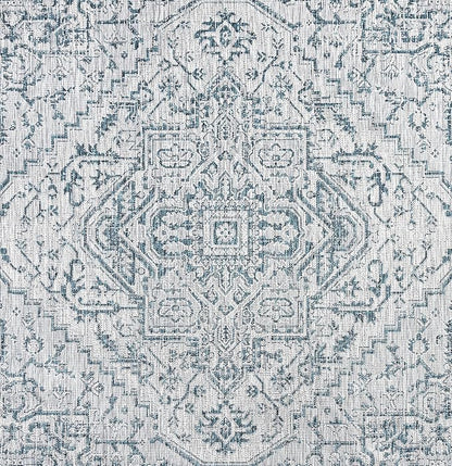 JONATHAN Y Boho Medallion Indoor Outdoor Square Area Rug 6X6 Teal/Gray - Image 8