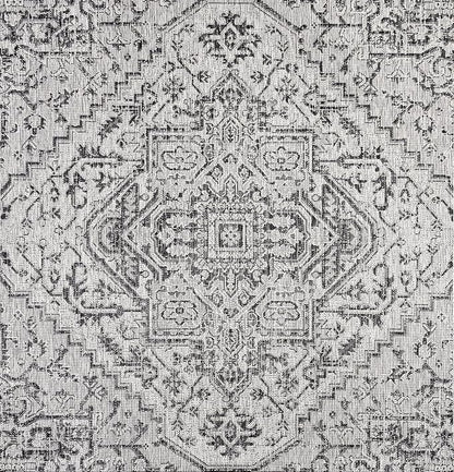 JONATHAN Y Boho Medallion Indoor Outdoor Square Area Rug 3X3 Black/Gray - Image 8