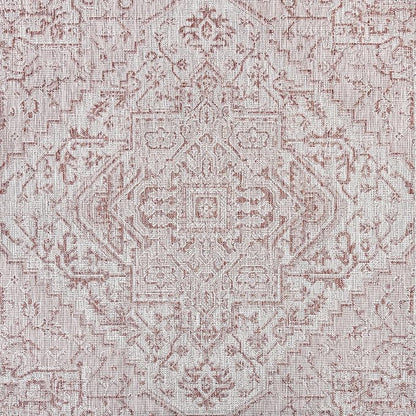 JONATHAN Y Boho Medallion Indoor Outdoor Square Area Rug 6X6 Red/Taupe - Image 8